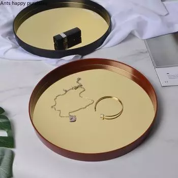 Aluminum Plastic Panel Plastic Tray Desktop Round Storage Trays Decorative Plate Tea Trays Key Plate Organize Box Jewelry Tray красный