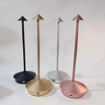Aluminum Rechargeable Creative Table Lamp Dining Touch Led Hotel Bar Coffee Night Light Bedroom Study Decoration Decor Light USB Rechargeable серебряный