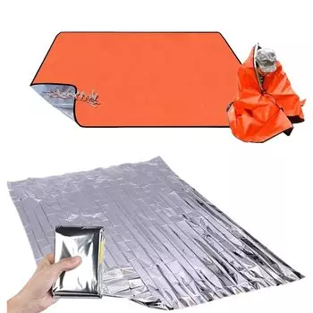 Aluminum Sheet Survival Sheet Thermal Warm Blanket Emergency Space Warming Sheet Cold Protection Disaster Prevention Goods Thick and Thin One each