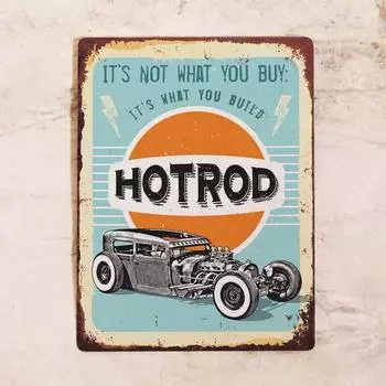 Aluminum sign Hotrod, metal, 20x30 cm
