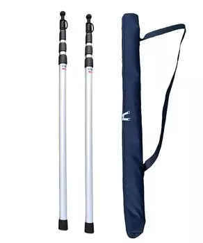 Aluminum Tent Pole Tarp Pole Telescoping Sliding One Touch No Assembly Required Set of 2 with Storage Set of 0.9m-2.3m (Silver 2)