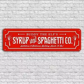 Aluminum Wall Hanging Sign of 1pc Buddy The Elf Co. Waterproof Metal Decor, Ideal for Home, and Holiday-Themed Business Spaces. L белый