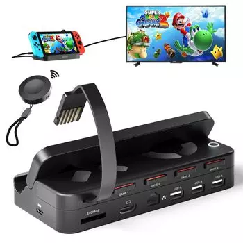 Alxum 2024 Новое поступление Switch Многофункциональный док-переключатель Кардридер Switcher HDMI Conversion с дистанционной зарядкой с портами Несколько игровых переключателей