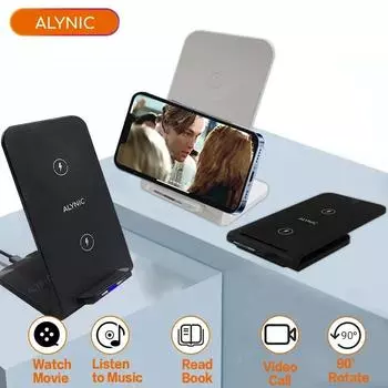 ALYNIC 30W Fast Wireless Charger Stand Pad for iPhone 15 14 13 8 X Samsung Galaxy S21 S20 S10 Xiaomi Wireless Charging Station белый