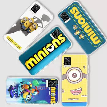 AM26 Забавный Миньоны Прозрачный чехол для Samsung A04 A14 A23 A34 A54 M23 M33 M52 M53 Realme 10 9 C30S C35 C55 VIVO Y02 Y21 Y33S Y51 X80 V25 Чехол Infinix Hot 10T эбеновый