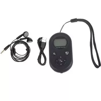 AM FM Мини Радио DC5V 76108MHz FM 520 5221710KHz AM Подсветка Портативное Радио с Наушниками для чёрный