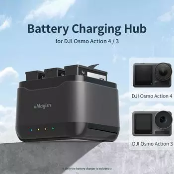 aMagisn AA10 Зарядное устройство с 3 слотами Type-C Чехол для быстрой зарядки со слотами для карт TF Спортивная камера чёрный