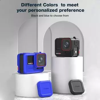 aMagisn AC08 Силиконовый защитный комплект для камеры Защитный чехол для камеры + крышка объектива + 2 ремня Compatible with Insta 360 Ace Camera синий