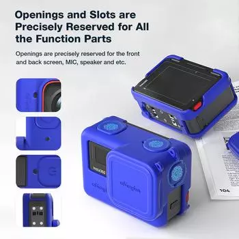 aMagisn AC19 Силиконовый защитный комплект для камеры Защитный чехол для камеры + крышка объектива + 2 ремня Compatible with Insta 360 Ace Pro Camera синий