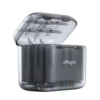 aMagisn AD13-A Зарядное устройство на 2 аккумулятора Портативное зарядное устройство для аккумуляторов Чехол для зарядки аккумуляторов с TF чёрный