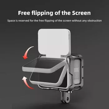 aMagisn AG01 Спортивная видеокамера Клетка для камеры из алюминиевого сплава с двумя креплениями для холодного башмака и чёрный