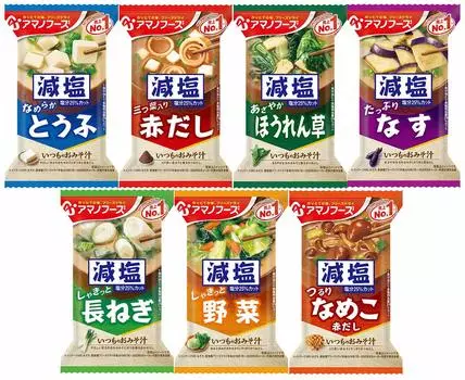 Amano Foods Freeze Dry Low Salt Обычный мисо-суп 7 видов 1 месяц 31 набор блюд 1 васаби чадзукэ + [I31G]