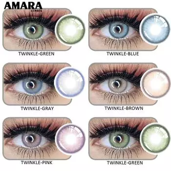 AMARA 2 шт. цветные контактные линзы серии TWINK, мягкие контактные линзы для учеников, красивые линзы для макияжа, цветные контактные линзы, косметика для глаз