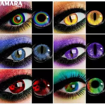 AMARA Хэллоуин Цветные контактные линзы для глаз Саске серии Косплей учеников Макияж Цветные контактные линзы Красота глаз