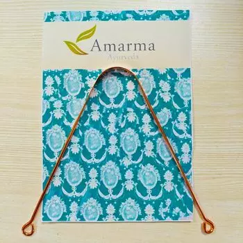 Amarma Ayurveda LUBEX Copper Tongue Scraper Made in India Green