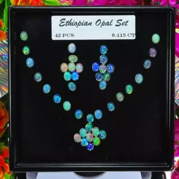 Amazing Fire Base Натуральный 42 шт. Эфиопский опал Кабошон Набор для изготовления ювелирных изделий Лот Натуральный эфиопский опал Драгоценный камень Исцеляющий драгоценный камень 6x4 MM Stone Set