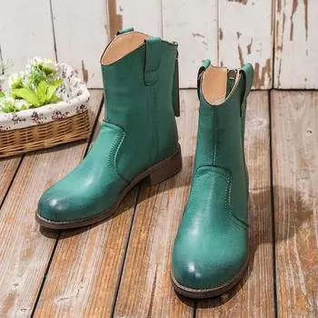 Amazon 2025 осень-зима большой размер 43 европейские и американские ботинки Martin на толстом каблуке средней толщины женские рыцарские ботинки с бахромой на низком каблуке 35 чёрный