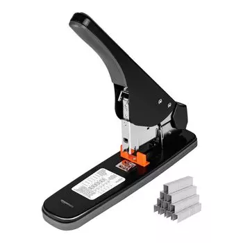Amazon Basics 210 Effortless Black Stapler, Tabletop, Large, Strong, Sheets, Arm, чёрный