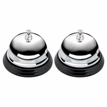 Amazon Basics Настольный звонок Звонок Металлический xx 2 шт. 8,0 8,0 5,5 см, Серебристый/черный,