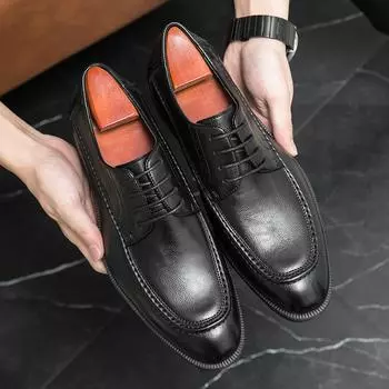 Amazon British leather shoes men s business dress black low-top wedding shoes casual soft sole Korean version trendy versatile men s shoes 38