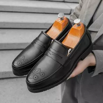 Amazon foreign trade large size outdoor loafers lazy one-pedal leather shoes men s size 46 business round head foot leather shoes 38