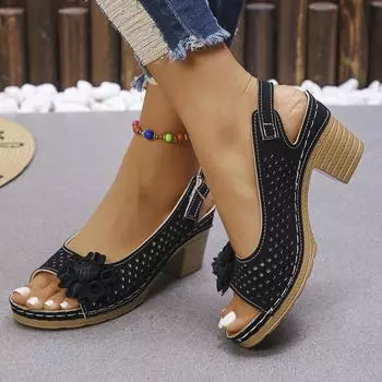 Amazon foreign trade women s shoes 2025 new summer foreign trade wedge heel sandals casual flowers daily outer sandals 36 красный