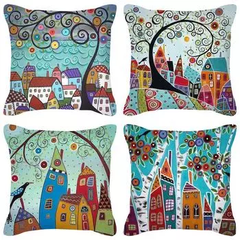 Amazon Home Наволочка в скандинавском стиле с простым рисунком маслом наволочка с акварельным принтом без сердцевины подушки Peach skin material