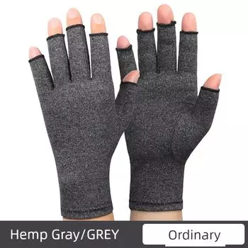 Amazon Hot Rehabilitation Gloves Non Slip Breathable Health Care Half Finger Gloves Pressure Rehabilitation Training Gloves Hemp Ash S