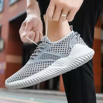 Amazon large size mesh shoes fly woven breathable casual hollow sneakers lightweight men s shoes trendy shoes sneakers 37 чёрный