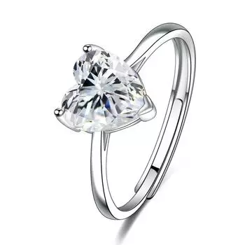 Amazon Love Zircon Ear Buckle Women S Creative Ring Heart Pendant Necklace Three-Piece Set