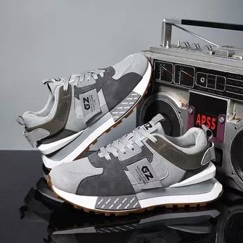 Amazon men s shoes trend mesh breathable sneakers fashion platform men s running shoes ins dad shoes 39 чёрный