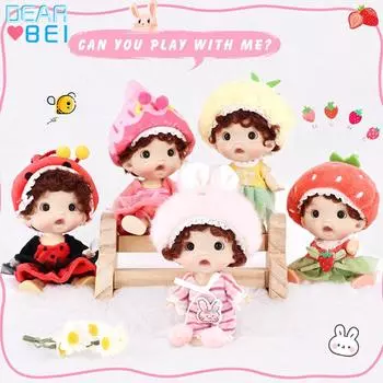 Amazon New Simulation 4 Inch DIY Vinyl Doll 10cm BJD Doll Play Home Dress Doll красный