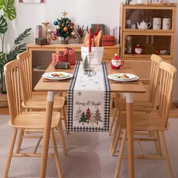 Amazon Рождественское украшение кисточка скатерть из пряжи жаккард красный лось елка настольный флаг 30*183