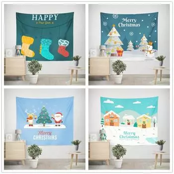 Amazon Source Печатный Рождественский гобелен Рождественская елка Снеговик Гостиная Висячая картина 100x75cm