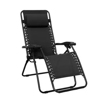 AmazonBasics Chair Camping Outdoor Chair Folding Zero Gravity Chair Width 66cm x Depth x Height Black 90-165cm 75-110cm чёрный