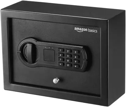 AmazonBasics Cylinder Small Slim Desk Drawer Safe Security Программируемая электронная клавиатура 30 см Ш x 22 см Г x 11 см Черный - В, чёрный