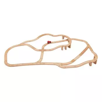 AmazonBasics игрушечный поезд железная дорога конструктор деревянный 65 деталей цвет дерева