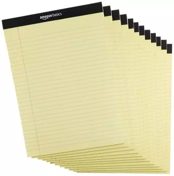 AmazonBasics Memo Pad Wide линованный блокнот Legal Pad 30 x 22 см желтый 50 листов 12 книг набор