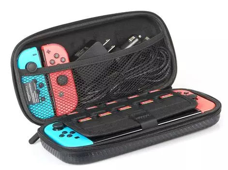 AmazonBasics Nintendo Switch Carry вмещает 10 основных устройств и xx черный чехол, тонкий, карты, 26,19 х 5,99 х 13,31 см, чёрный