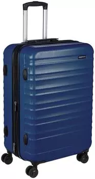 AmazonBasics Suitcase Carry Case Hard Type with Double Casters with Extension Function 55cm Navy Blue Carry-on
