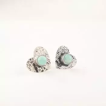 Амазонит Драгоценный камень 925 Стерлинговое серебро Ювелирные изделия Ручной работы Пусеты 0.6 Подарок для нее EE-143-23