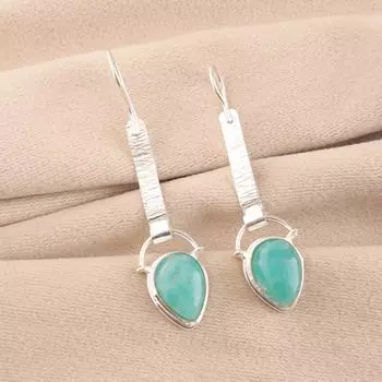 Амазонит Драгоценный камень 925 Стерлинговое серебро Ручная работа Серьги 2,3 Подарок на годовщину EE-166-23