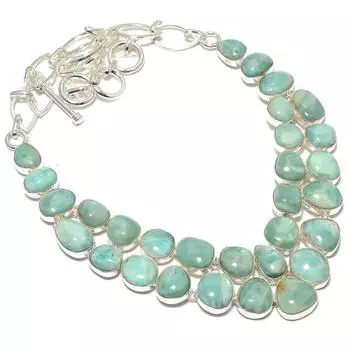 Амазонит драгоценный камень ручная работа 925 серебряное ювелирное ожерелье 18 JCN409-115