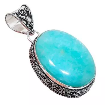 Амазонит драгоценный камень ювелирное изделие ручной работы из стерлингового серебра 925 пробы кулон 2.17 AH-866 2.2 синий