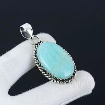 Амазонит драгоценный камень ювелирное изделие ручной работы из стерлингового серебра 925 пробы, натуральный амазонит, праздничный подарок для нее ювелирные изделия для особых случаев 1.98 зелёный