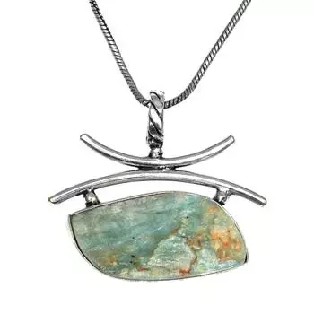 Амазонит друзовый драгоценный камень ручной работы женский унисекс серебряный ювелирный кулон 1.5