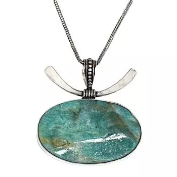 Амазонит друзовый драгоценный камень женская серебряная подвеска-унисекс ручная работа 1.75