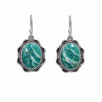 Амазонит - Колорадо Майнс 925 стерлингового серебра серьги V297, голубые серьги, овальные серьги, подарок на День святого Валентина, подарок для нее, подарок на день рождения, ручная работа