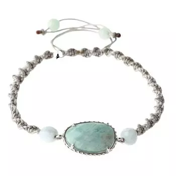 Амазонит, натуральный камень, вязаный браслет макраме