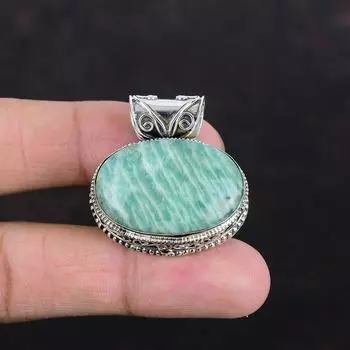 Амазонит Подвеска Подлинный Драгоценный Камень Ювелирные Изделия Винтажный Кулон Ручной Работы Серебряный Кулон 925 Пробы Дизайнерский Кулон Подарок Для Нее Серебряные Украшения